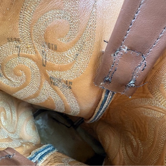 Vintage Tony Lama Brown Smooth Ostrich Leather Cowboy Boots 8437 Mens Size 7 D - Picture 16 of 16